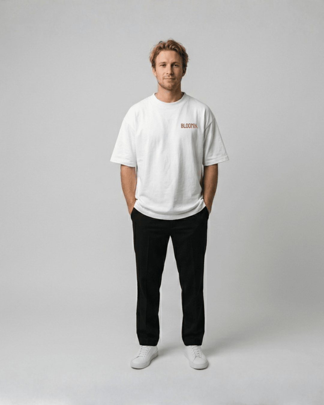 PREMIUM OVERSIZED T - SHIRT - ESSENTIAL - WHITE/PINK