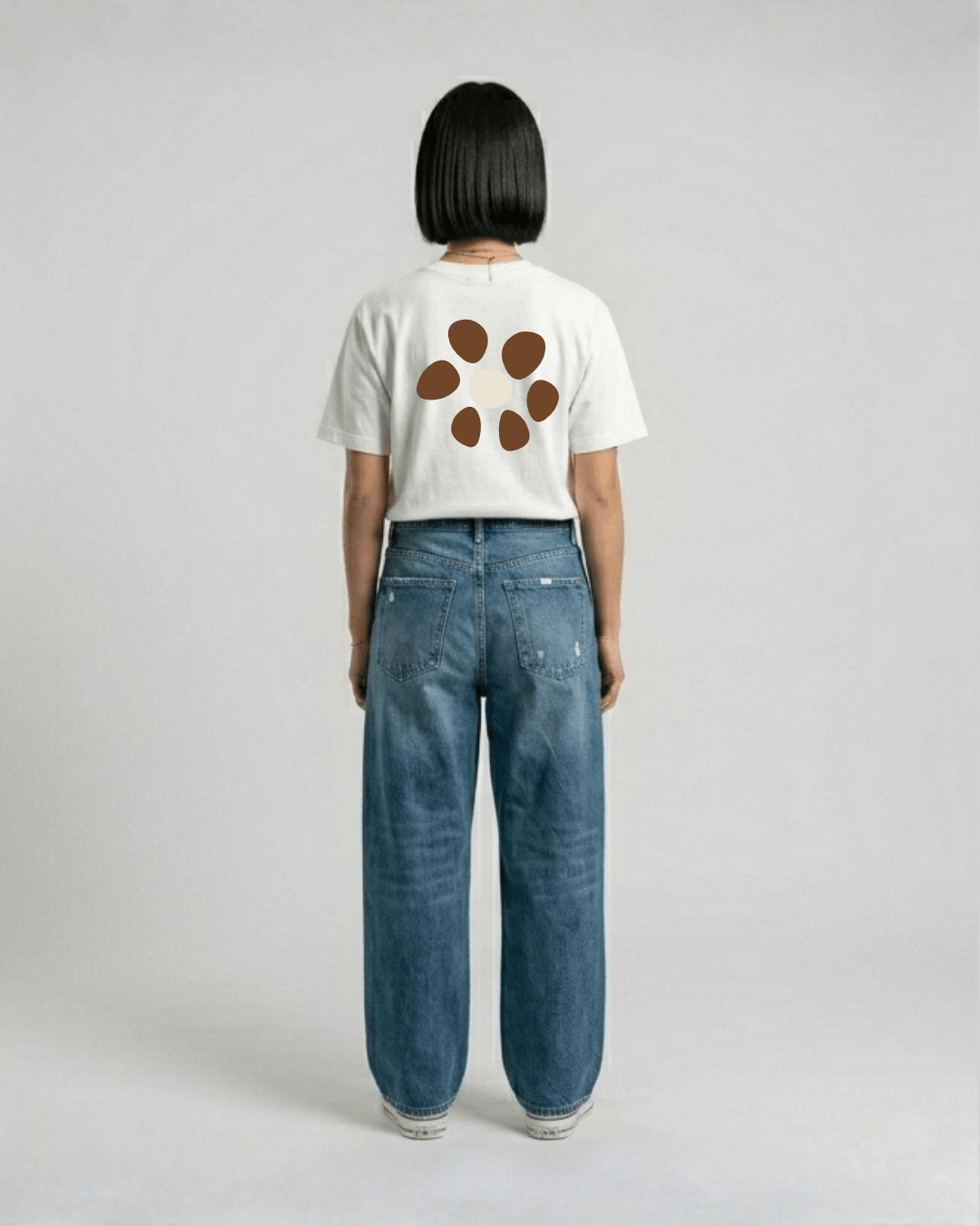 PREMIUM OVERSIZED T - SHIRT - FLOW LINE - CARAMEL BLOOM
