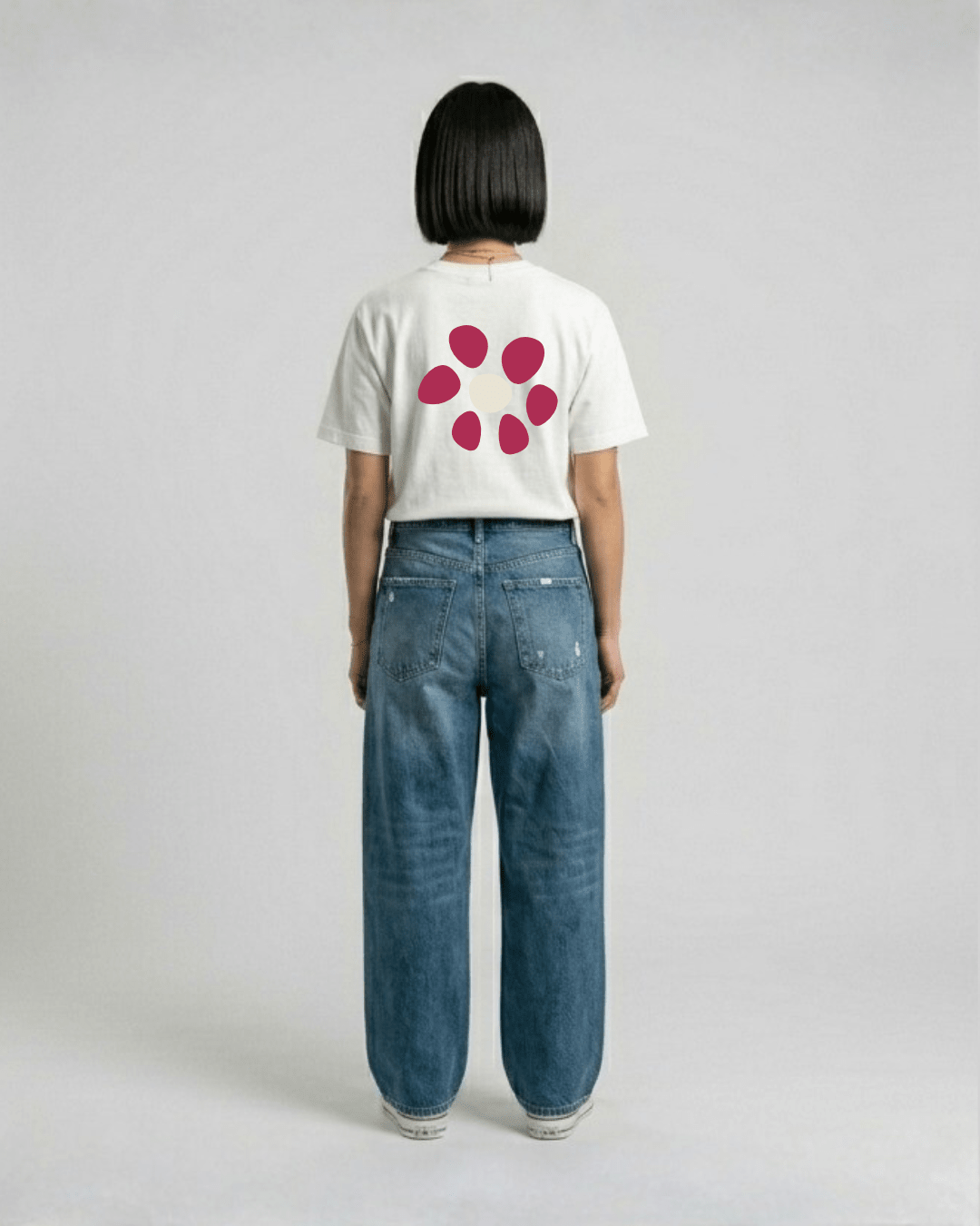 PREMIUM OVERSIZED T - SHIRT - FLOW LINE - CHERRY BLOOM