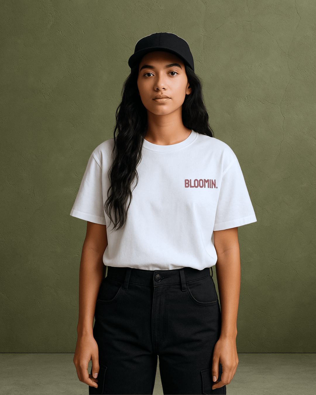 PREMIUM OVERSIZED T - SHIRT - FLOW LINE WHITE/PINK