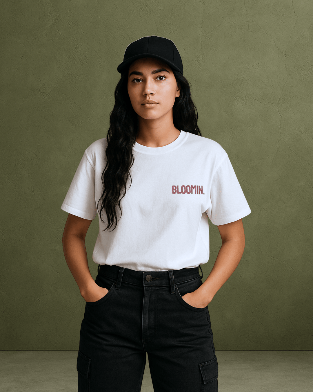 PREMIUM OVERSIZED T - SHIRT - FLOW LINE WHITE/PINK