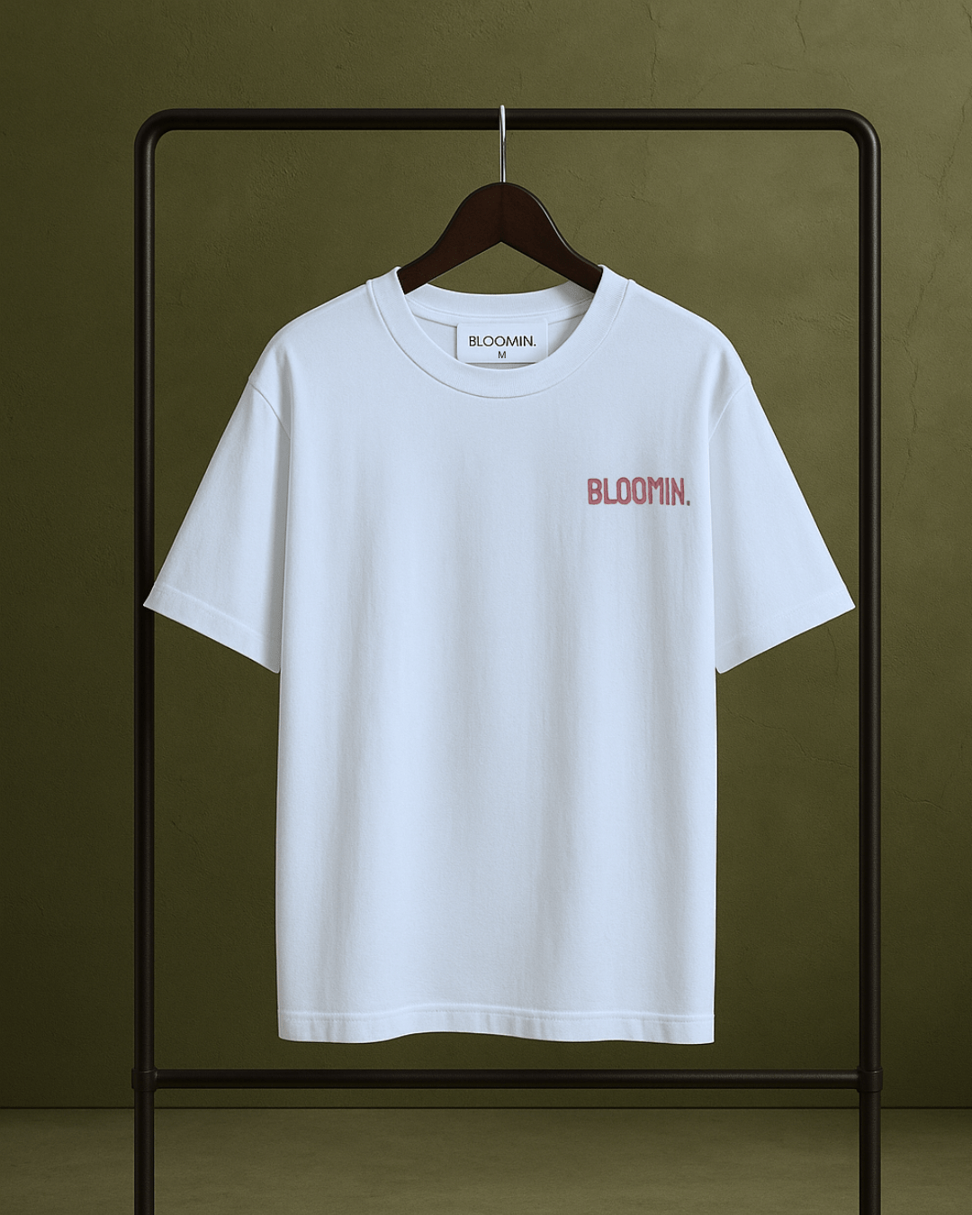 PREMIUM OVERSIZED T - SHIRT - FLOW LINE WHITE/PINK