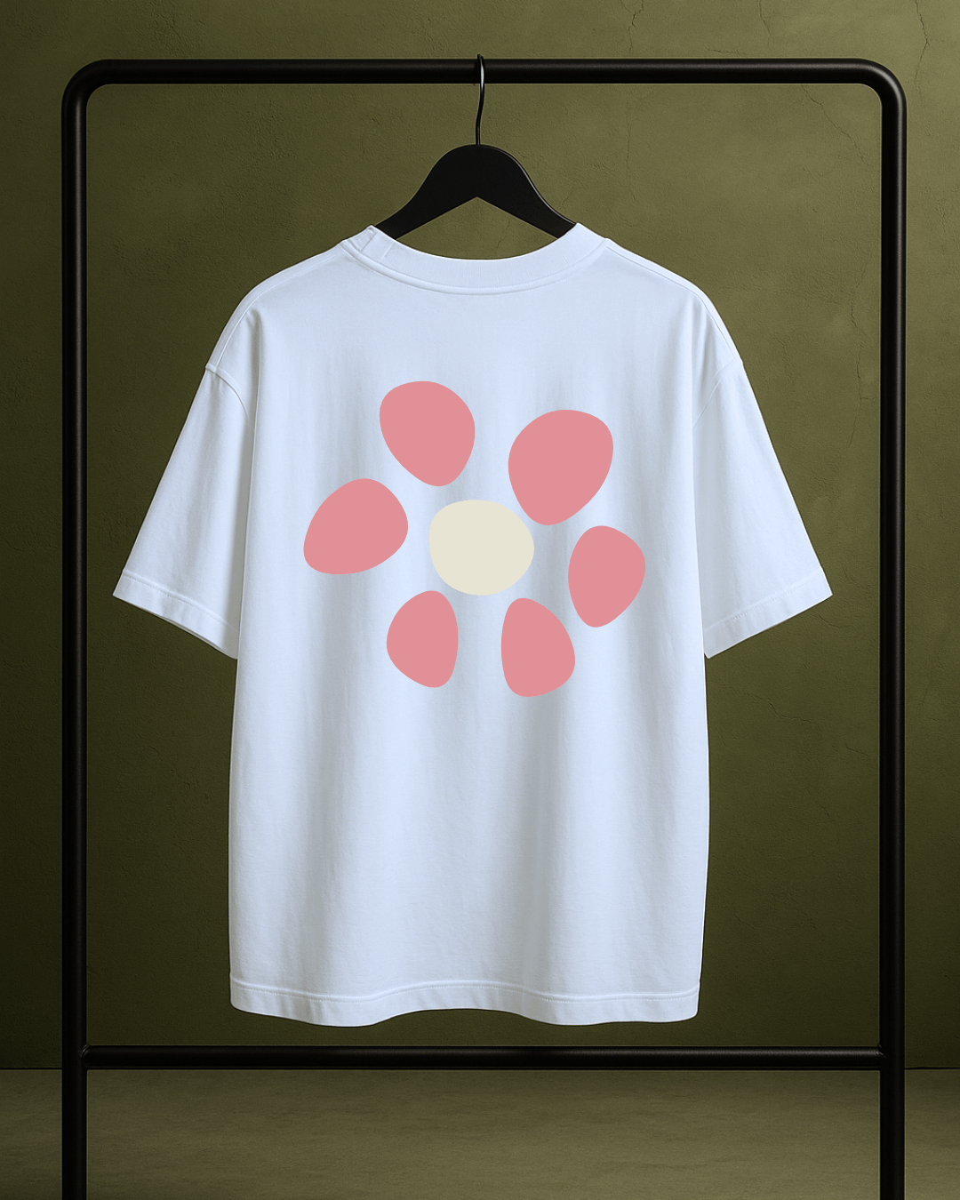 PREMIUM OVERSIZED T - SHIRT - FLOW LINE WHITE/PINK