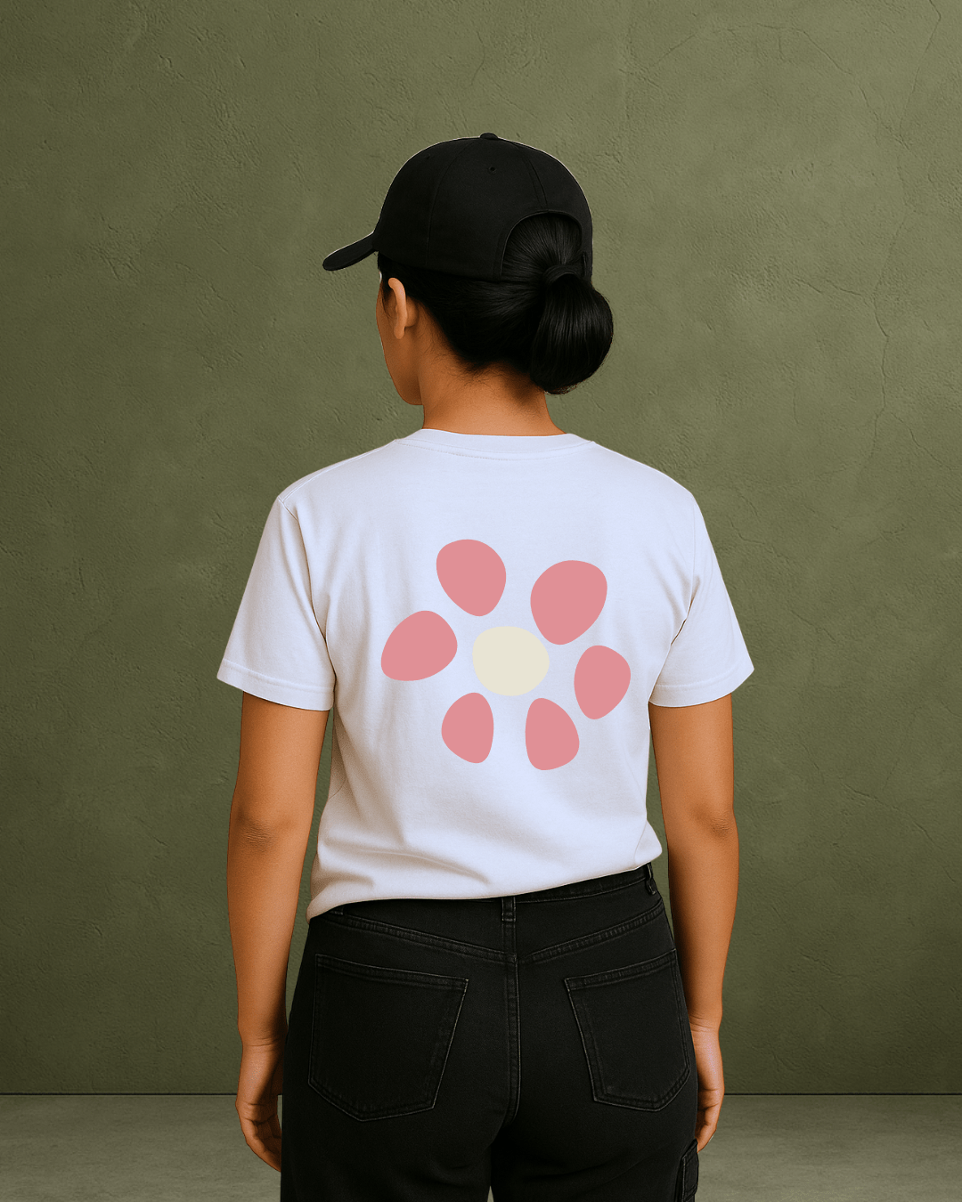 PREMIUM OVERSIZED T - SHIRT - FLOW LINE WHITE/PINK