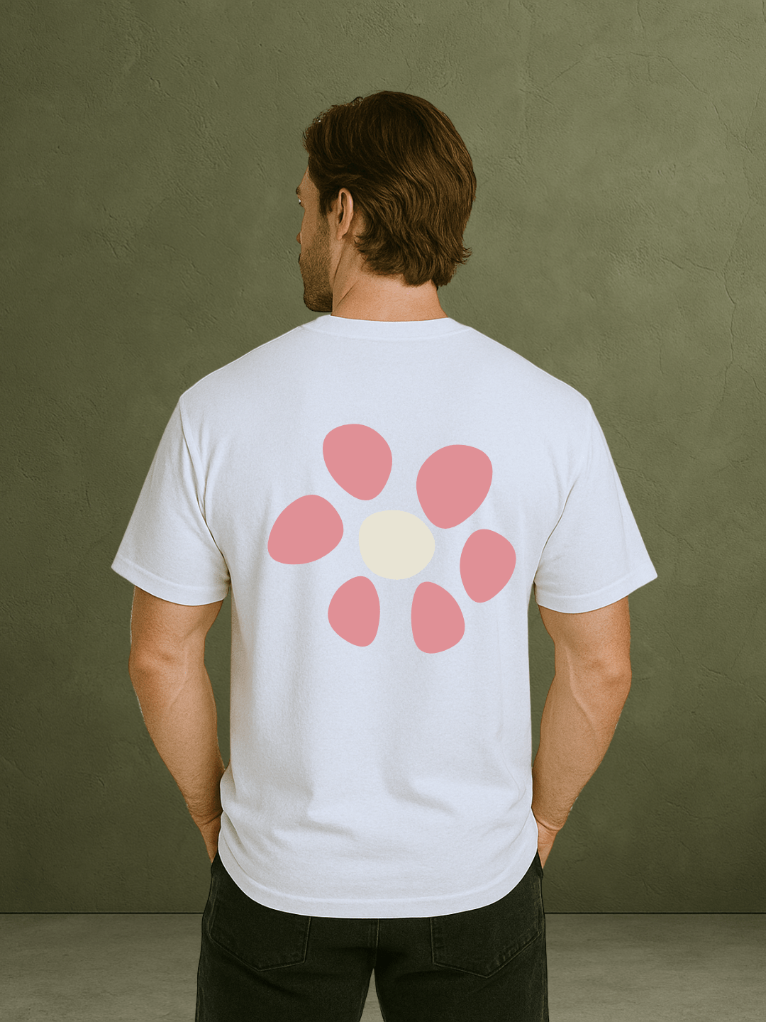 PREMIUM OVERSIZED T - SHIRT - FLOW LINE WHITE/PINK