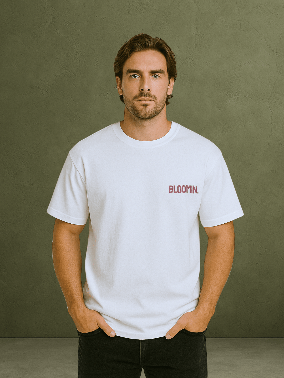 PREMIUM OVERSIZED T - SHIRT - FLOW LINE WHITE/PINK